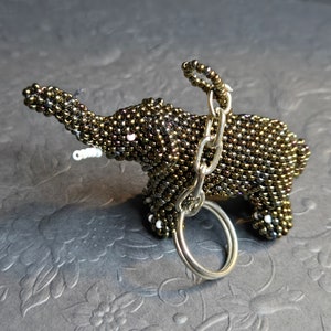 Adorable Dark Grey Beaded Elephant Keychain Charm
