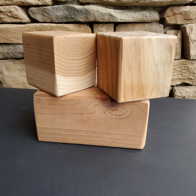 3.5 Inch Unfinished Solid Wood Blocks 2 3.5 X 3.5 & 1 7 X 3.5 Block Etsy
