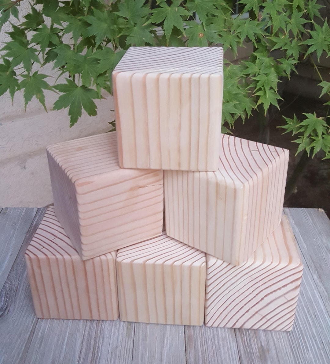 3.5 Inch Unfinished Solid Wood Blocks 2 Sets of 6 for a Total of 12