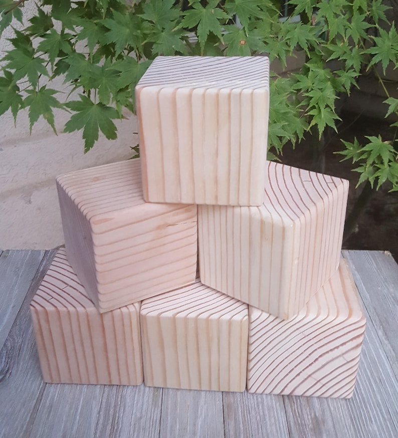 3.5 inch Unfinished Solid Wood Blocks Set of 9 Etsy