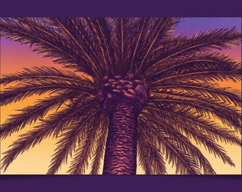 Sunset Travel Poster - Palm Tree