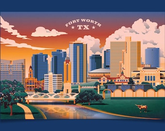 Sunset Travel Poster - Fort Worth, Texas