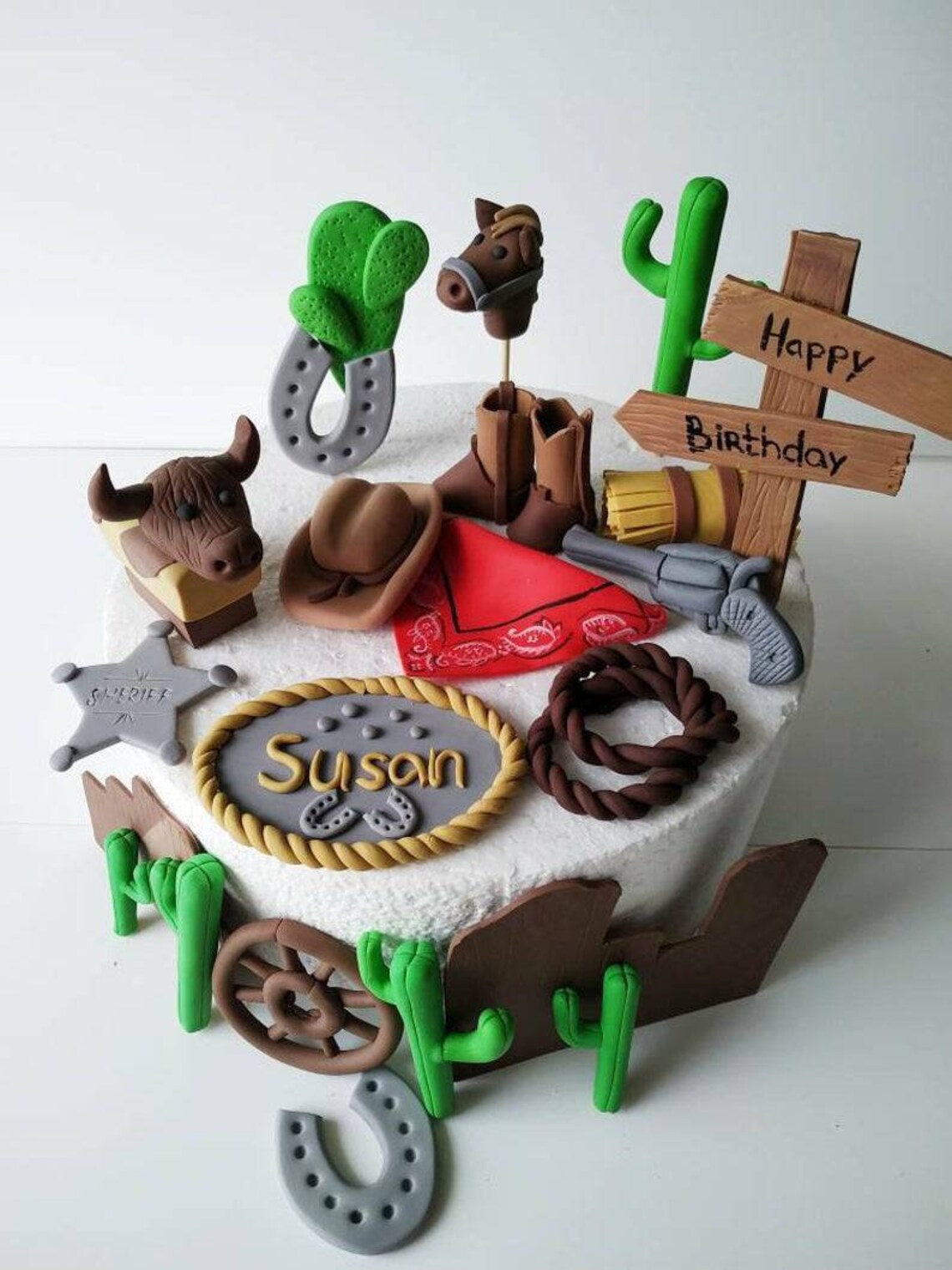 Cowboy fondant cake toppers Western cake decoration set. Etsy