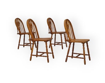 1960s, set of 4 scandinavian dining chairs in solid oak wood, original good condition.