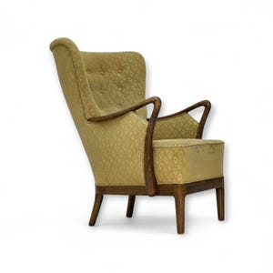 Jaren 60, Deense fauteuil van Slagelse Møbelværk, model 157, velours.