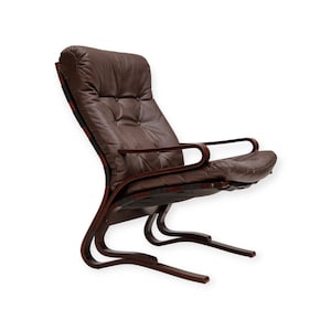 1970s Norwegian Leather Lounge Chair: Kengu Model, Bent Wood