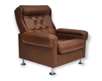 1970s, midcentury Danish leather loungechair