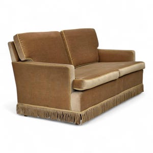 1970s, Danish 2-seater sofa, honey yellow furniture velour.