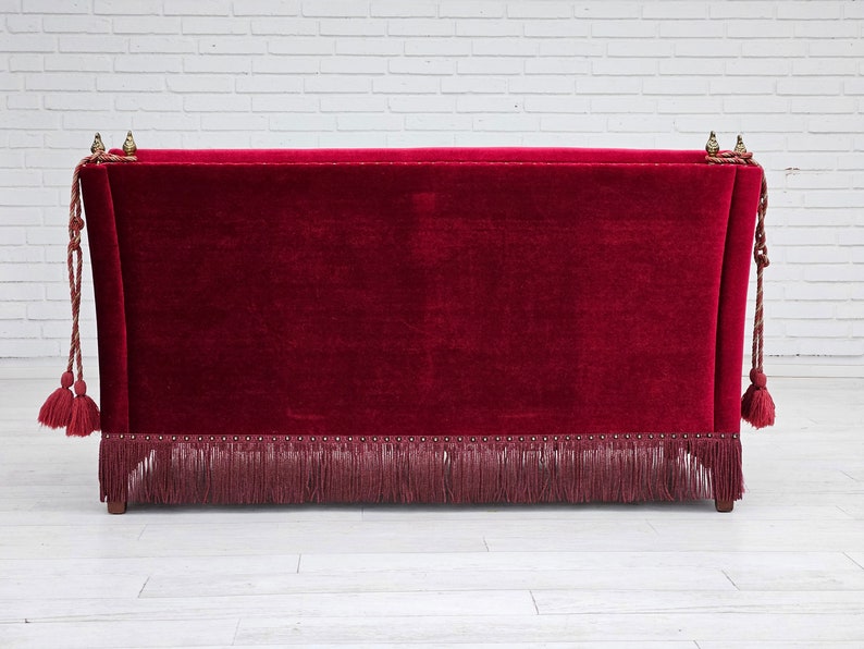 1960-70s, Danish velour 2 seater sofa, original very good condition. zdjęcie 5