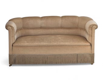 1950s, Danish 2-seater sofa, furniture velour, teak wood legs.