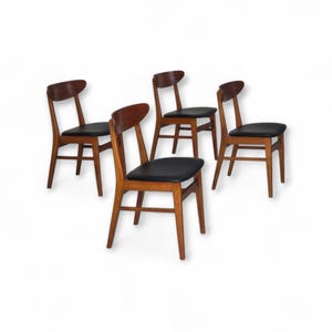 1960s, Set of 4 Danish Dining Chairs by Farstrup, Bent Teak Wood
