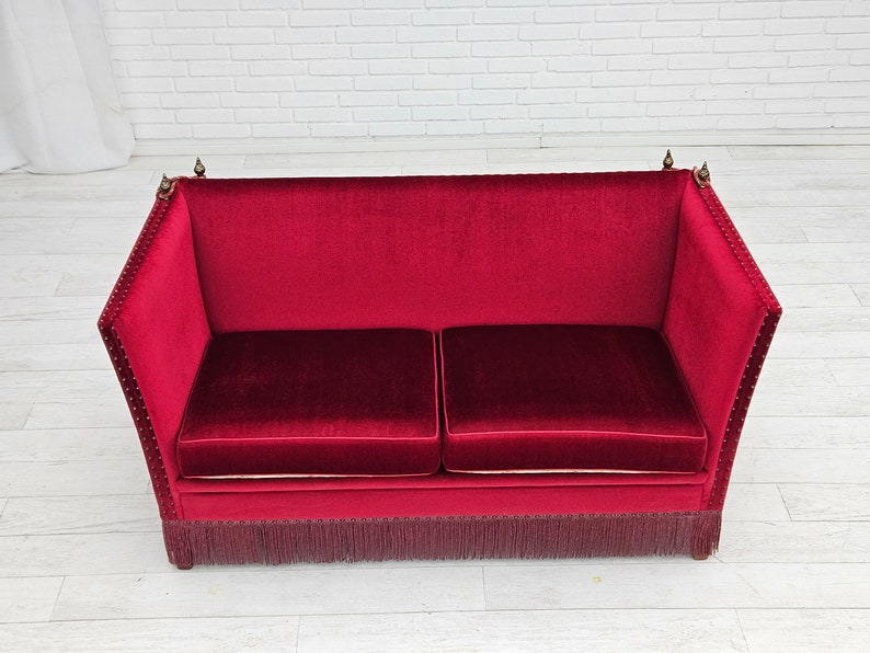 1960-70s, Danish velour 2 seater sofa, original very good condition. zdjęcie 2