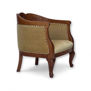 1960s, Danish side/children&#39;s armchair, light green furniture velour, oak wood.