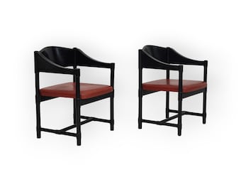 1970s, set of 2 Finnish armchairs by Lepokalusto, original condition, birch wood, leather.