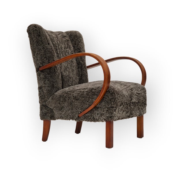 1950s, Danish design, refurbished armchair, geniue sheepskin "Wellington".