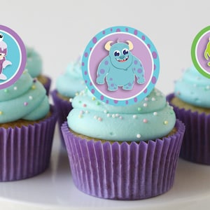 Monster Baby Shower Cupcake Topper Little Monster Baby Shower Cupcake Toppers Cupcake Toppers Little Monster Baby Shower image 1