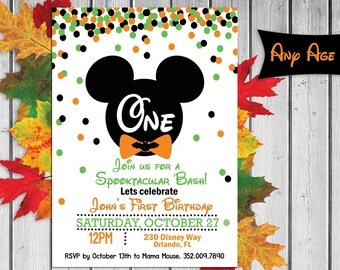 Halloween Mouse Head Invite Boy Birthday invite Mouse birthday invite Fall Birthday invite Halloween Birthday invite Birthday invites