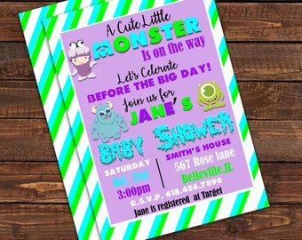 Little Monster Baby Shower Invitation Monster Baby Shower Baby Shower Invites Monster Birthday Invites Monster Inc invites Invitation Kit