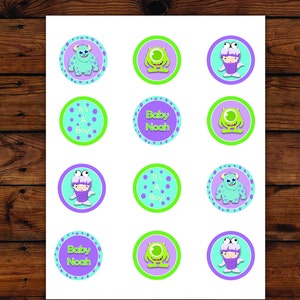 Monster Baby Shower Cupcake Topper Little Monster Baby Shower Cupcake Toppers Cupcake Toppers Little Monster Baby Shower image 3