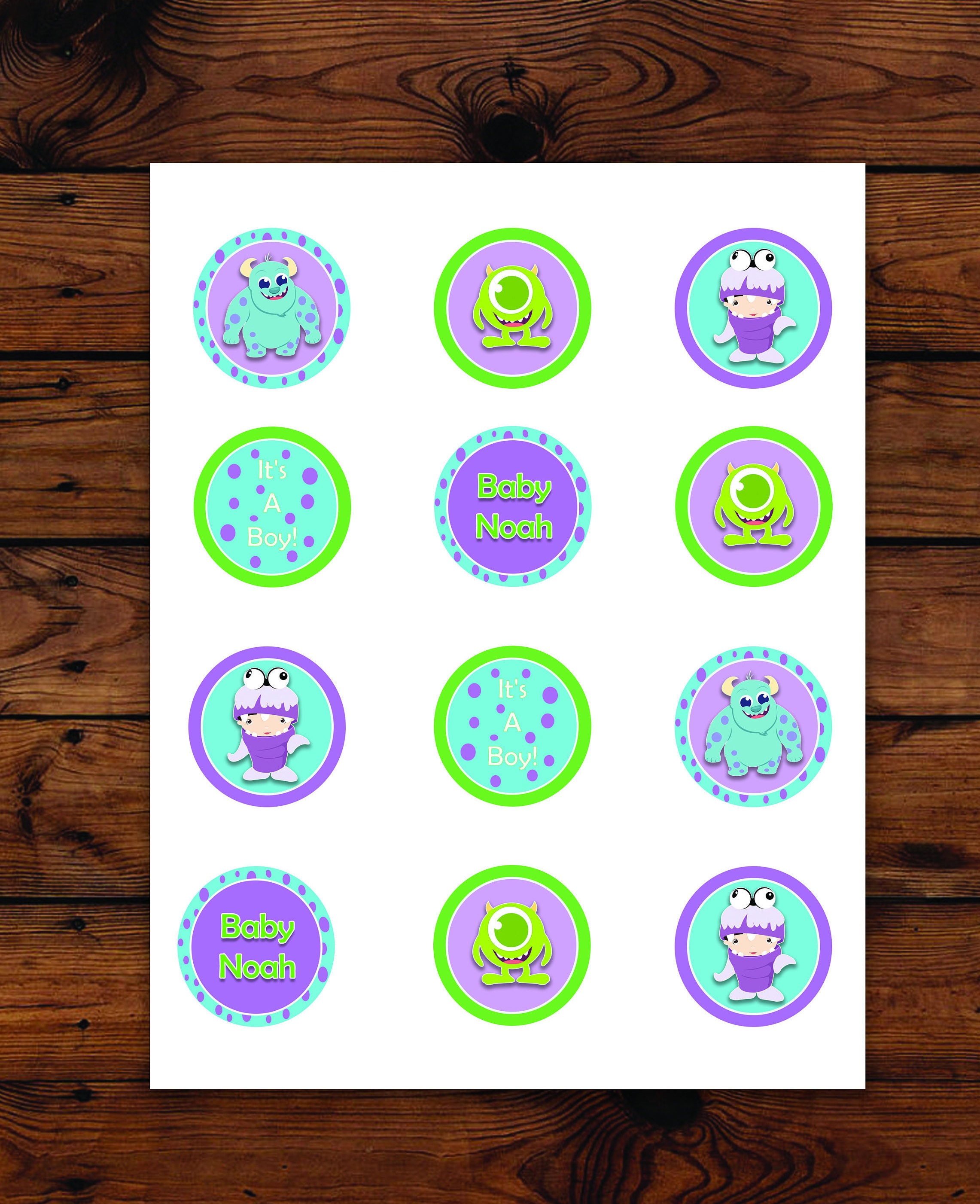 Monster Inc Baby Shower Cupcake Topper Little Monster Baby | Etsy