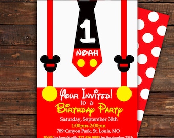 Mouse Birthday Invitation Boy First Birthday Invitation Mickey Invitation Little Man Invitation Birthday Invitation Baby boy shower invite