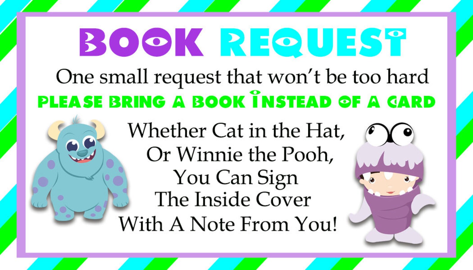 Little Monster Book Request Insert Book Request Insert Baby - Etsy