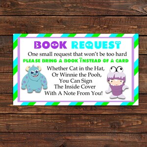 Little Monster Book Request Insert Book Request Insert Baby - Etsy