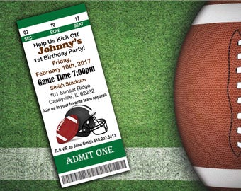 Sport Event Ticket Invitations | Football Party | Football Tickets | Sports Party | Soccer Party Invitations | Printable Invitations