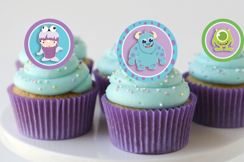 Monster Baby Shower Cupcake Topper Little Monster Baby Shower Cupcake Toppers Cupcake Toppers Little Monster Baby Shower image 1