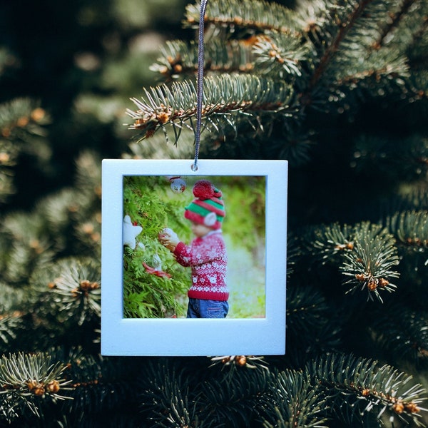 Mini cadre photo instantané de style décoration d'arbre de Noël ornement de Noël vintage imprimé 3D accessoire de miroir de voiture
