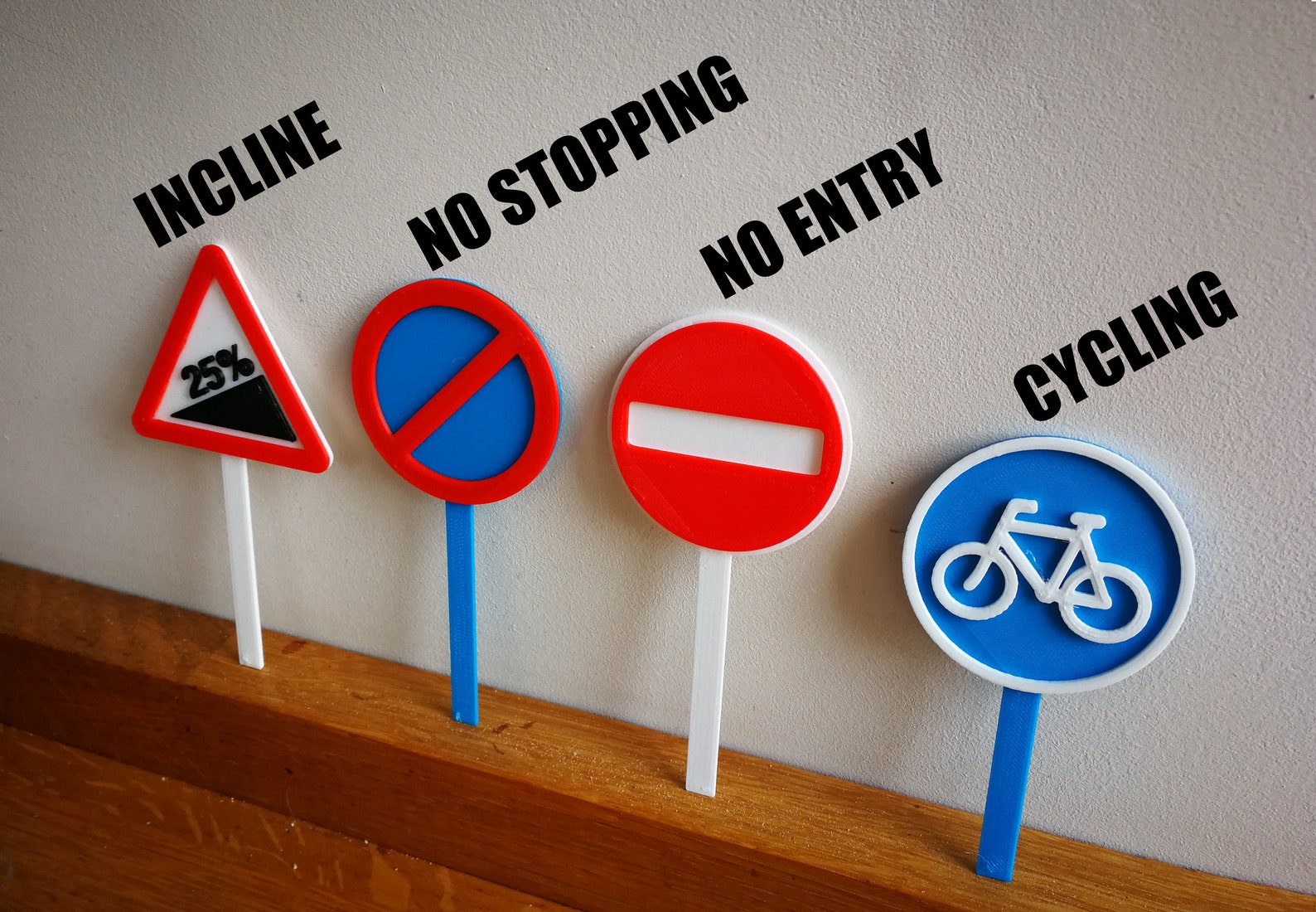 UK Road Sign Cake Topper Stake Bike Steep Incline No Entry No Stopping ...