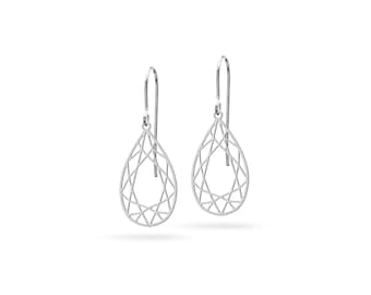 Pendientes colgantes de luz | Pendientes Plata | joyas de acero inoxidable | joyas de diseño | novia de regalo || aretes colgantes de plata con corte de diamante