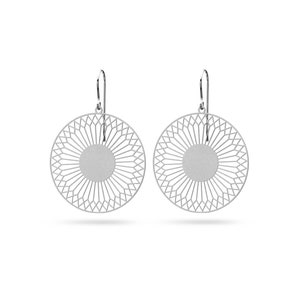 Pendientes Redondos de Plata | Pendientes ligeros | Pendientes de sol | Joyas de acero inoxidable | Joyería de diseñador | conjunto de joyas