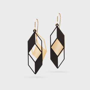 Optical Illusion | Geometric Earrings | Gold / Black