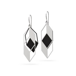 Optical Illusion | Geometric Earrings | Stainless Steel / Black