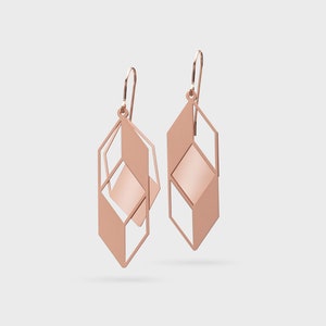 Optical Illusion | Geometric Earrings | Rose Gold