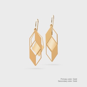 Refined geometric earrings – lightweight dangles in blue, black, silver, gold or rose gold, studio made in Berlin