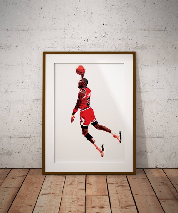 michael jordan vector illustration print sports art print etsy