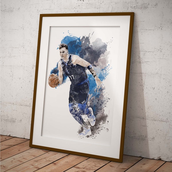 Luka Doncic art illustration Dallas Mavericks Basketball poster print