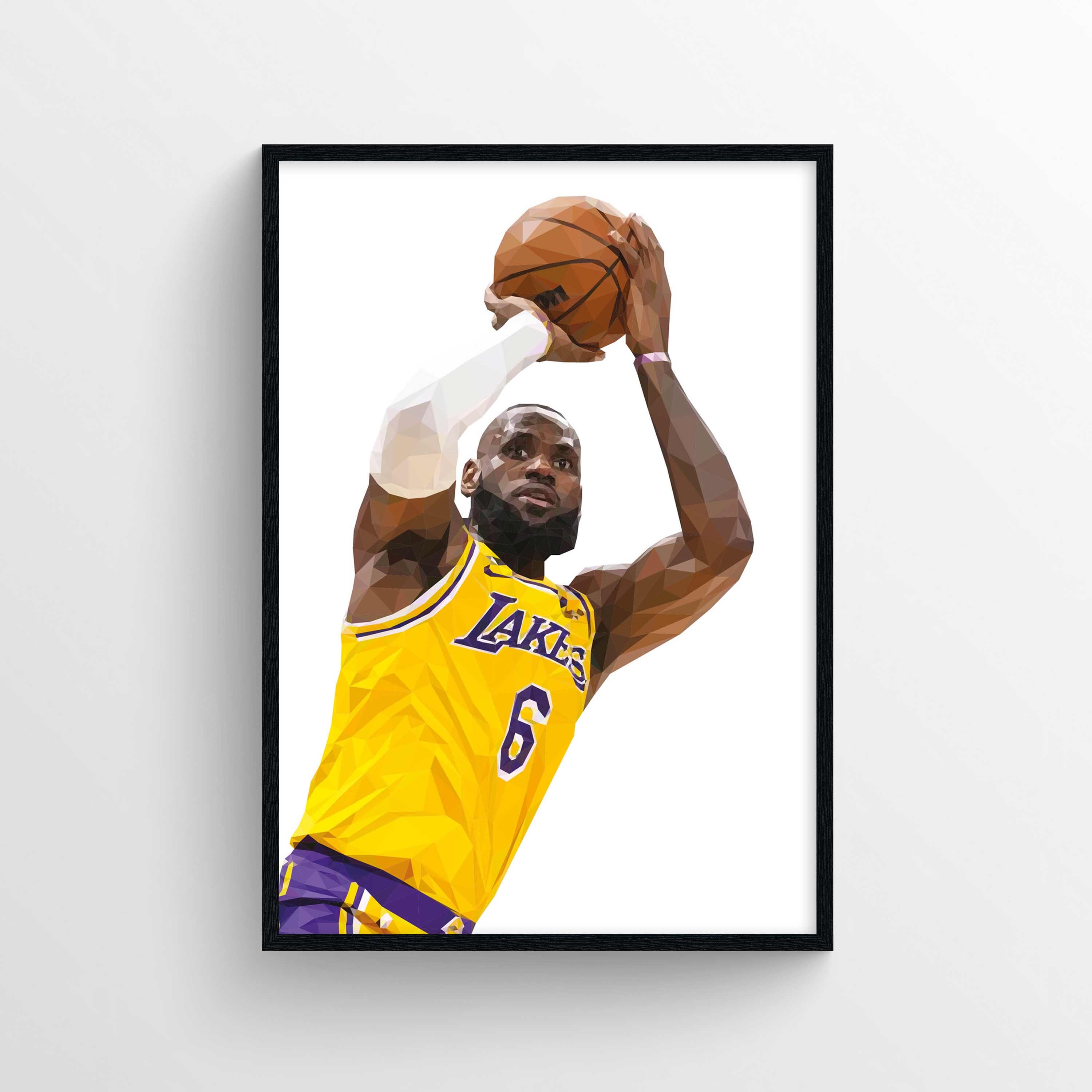 Lebron James King With Crown Portrait Fan Art Painting Style Digital Image  .PNG File 