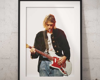 Grunge Icon: Kurt Cobain Digital Illustrative Artwork Poster - Tribute to a Rock Music Legend