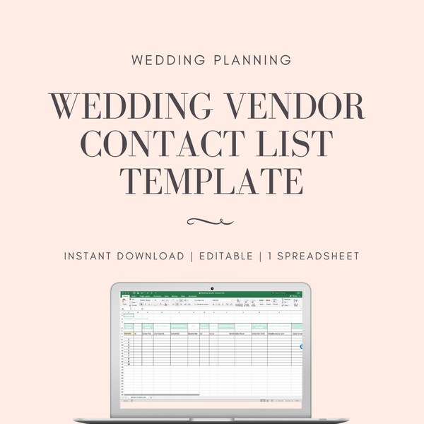 Vendor Contact List Excel Template Etsy UK