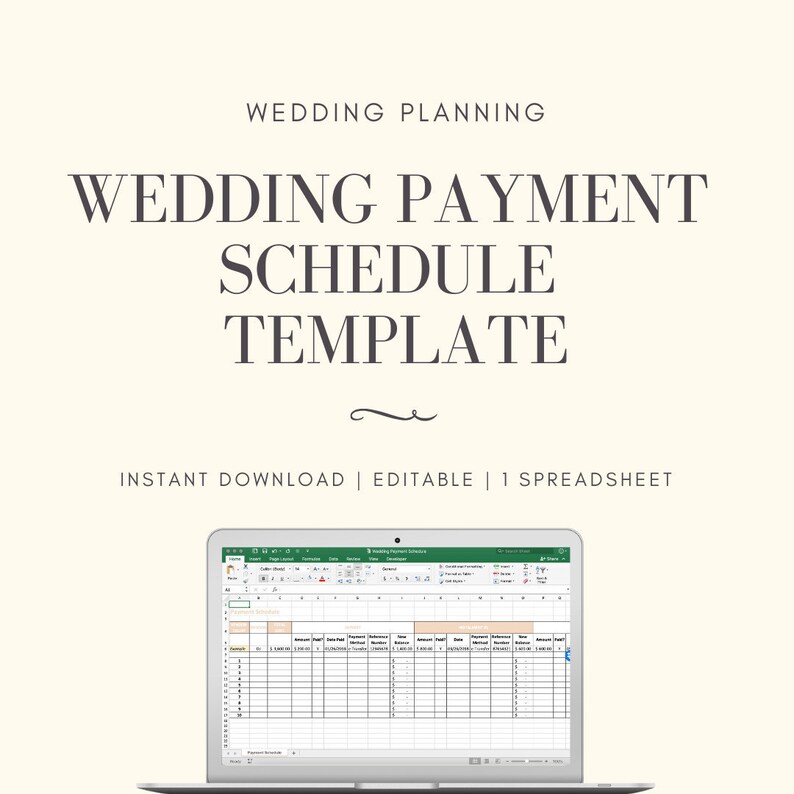 Wedding Payment Schedule Template Fully Editable Instant Etsy UK