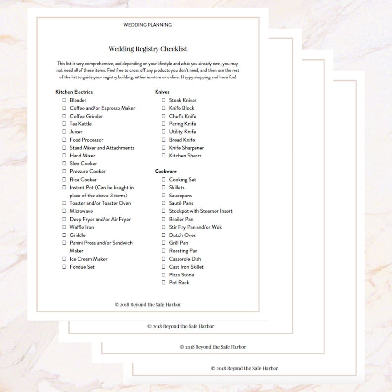 the complete wedding registry checklist free printable for couples