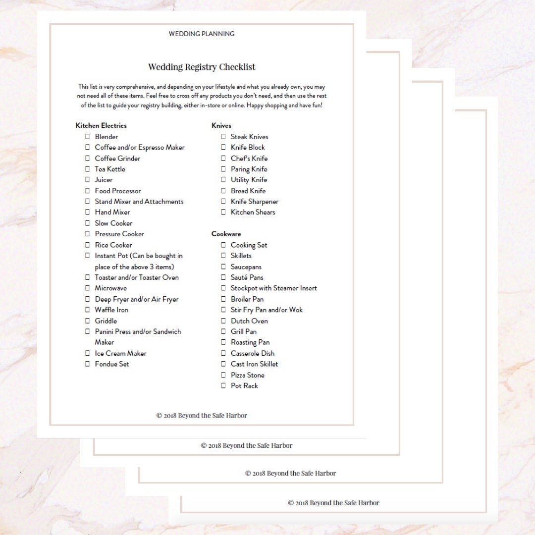 wedding registry checklist printable instant download etsy norway