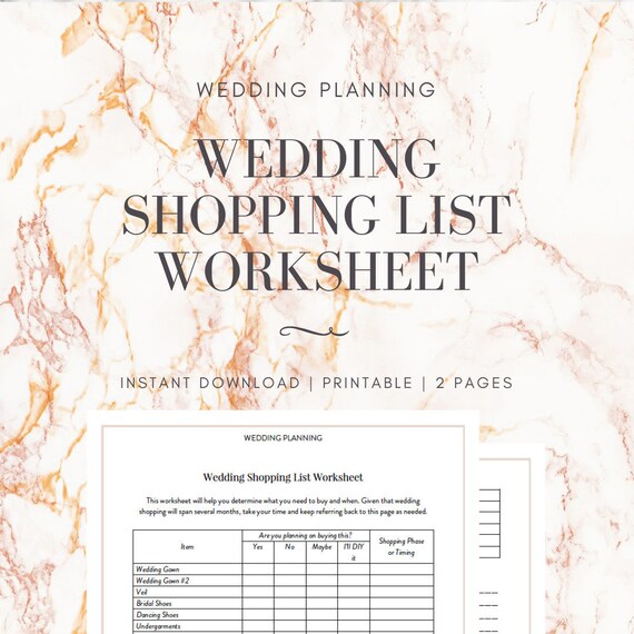 wedding shopping list