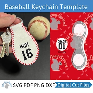 Baseball Schlüsselbund SVG, PNG, PDF Vorlage Schnittdatei Machen Sie Ihr eigenes personalisiertes Geschenk für Baseball Mama, Papa, Trainer, Taschenanhänger, Reiseteam