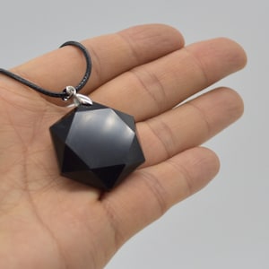 Black Obsidian &#39;Star of David&#39; Gemstone Hexagon Pendant - 3cm - 3.5cm