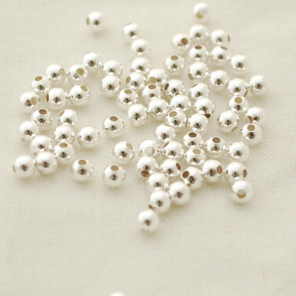 Italian 925 Sterling Silver Findings - Sterling Silver Seamless Smooth Round Beads - 2mm, 2.5mm, 3mm, 4mm, 5mm, 6mm, 8mm - Made in Italy