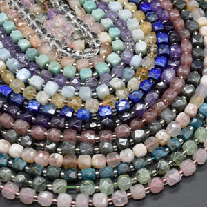 Faceted Cube Beads - 8mm, 10mm - 15&quot; strand - Natural Gemstone
